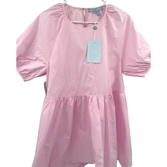 Hill House The Francesca Top Peplum Puff Sleeve Ballerina Pink Size Small NWT - Picture 3 of 10
